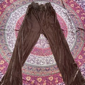 Brown velour ripped track pants